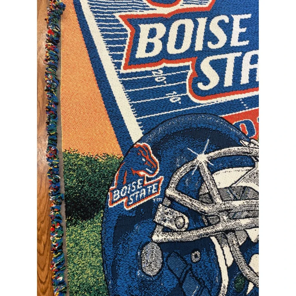 Boise State Broncos Lap Blanket Unisex OS Blue Orange Vintage Woven Tapestry